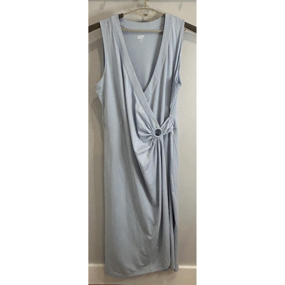 Lands End Blue Wrap Front Sleeveless‎ Maxi Dress Stretch Tencel New 2X 20W 22W